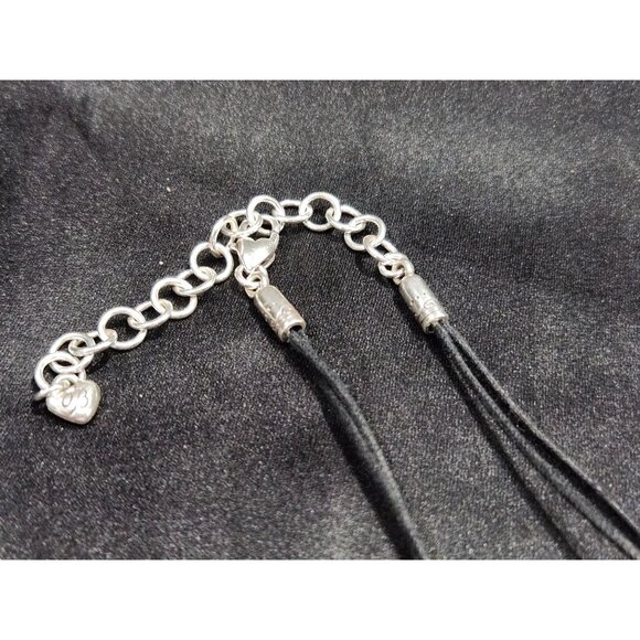 Brighton Kismet Heart Pendant Necklace Silver Scroll on Black Leather Cord - Picture 6 of 7